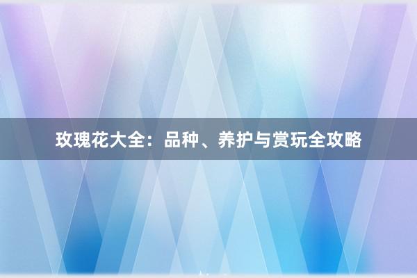 玫瑰花大全：品种、养护与赏玩全攻略