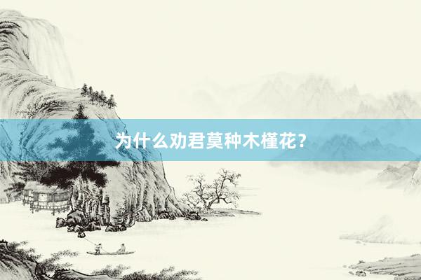 为什么劝君莫种木槿花?