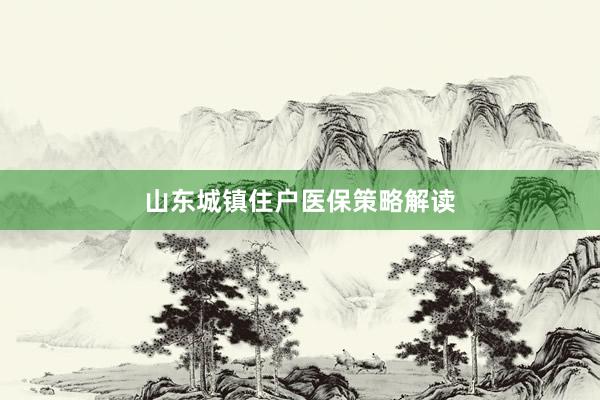 山东城镇住户医保策略解读